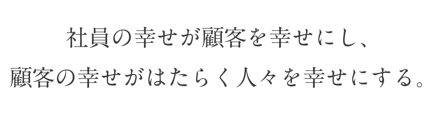 社員の幸せが顧客を幸せにし、顧客の幸せがはたらく人々を幸せにする。